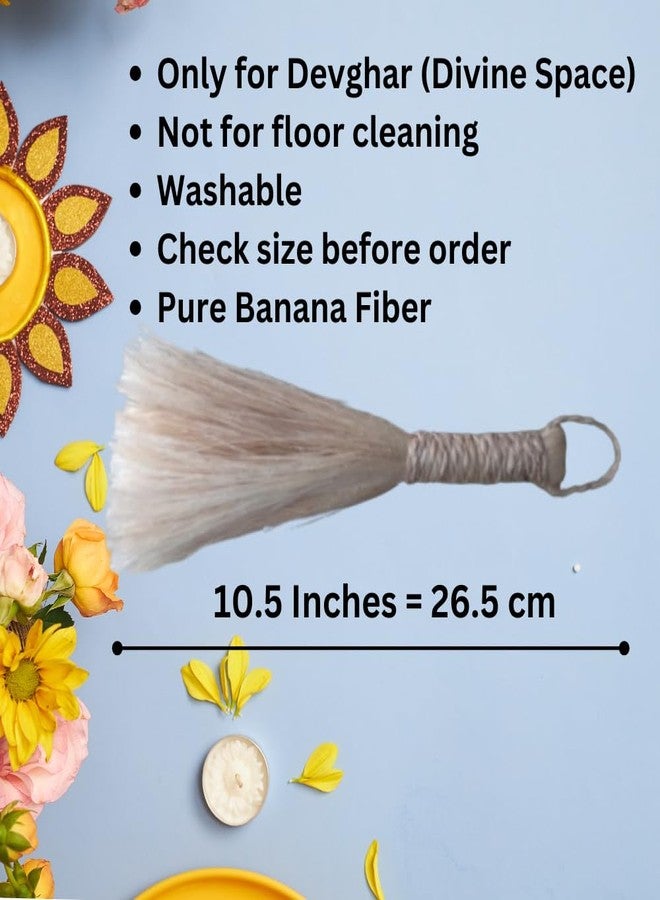 BenignCraft 10.5 Inches Pack of 2 Banana Fiber Pooja Broom for DEVGHAR no dust Broom Stick for Prayer Room Dusting & Cleaning. - Image 2